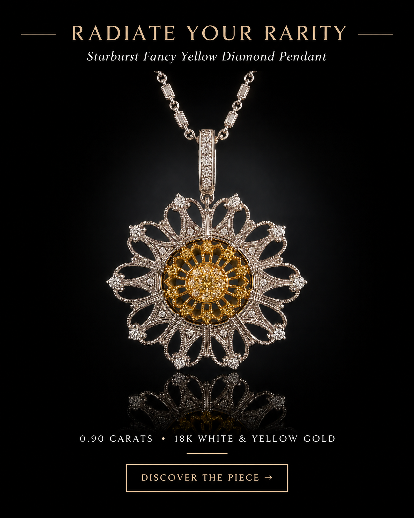 Starburst Fancy Yellow Diamond Pendant 18 Karat Gold | Couture Bijou