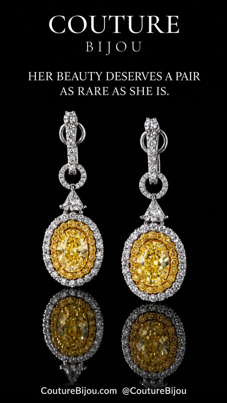 6.24ct Oval Yellow Diamond Drop Earrings GIA | Couture Bijou