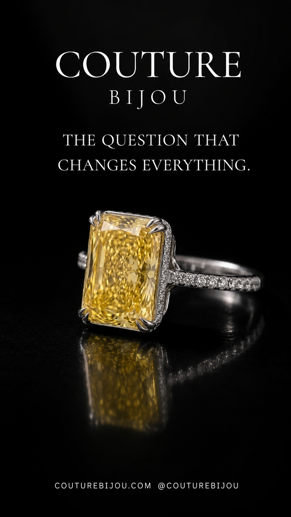 5.25ct Fancy Intense Yellow Radiant Cut Diamond Ring GIA | Couture Bijou