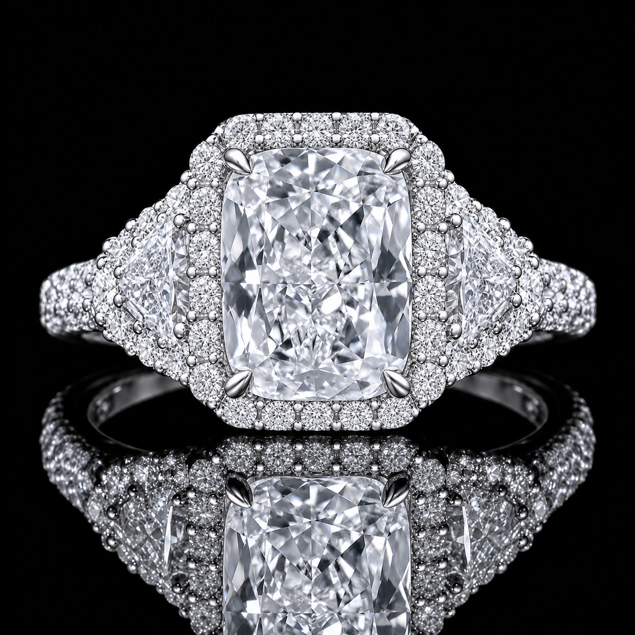 6ct DVVS2 Cushion Cut Pave Diamond Engagement Ring | Couture Bijou