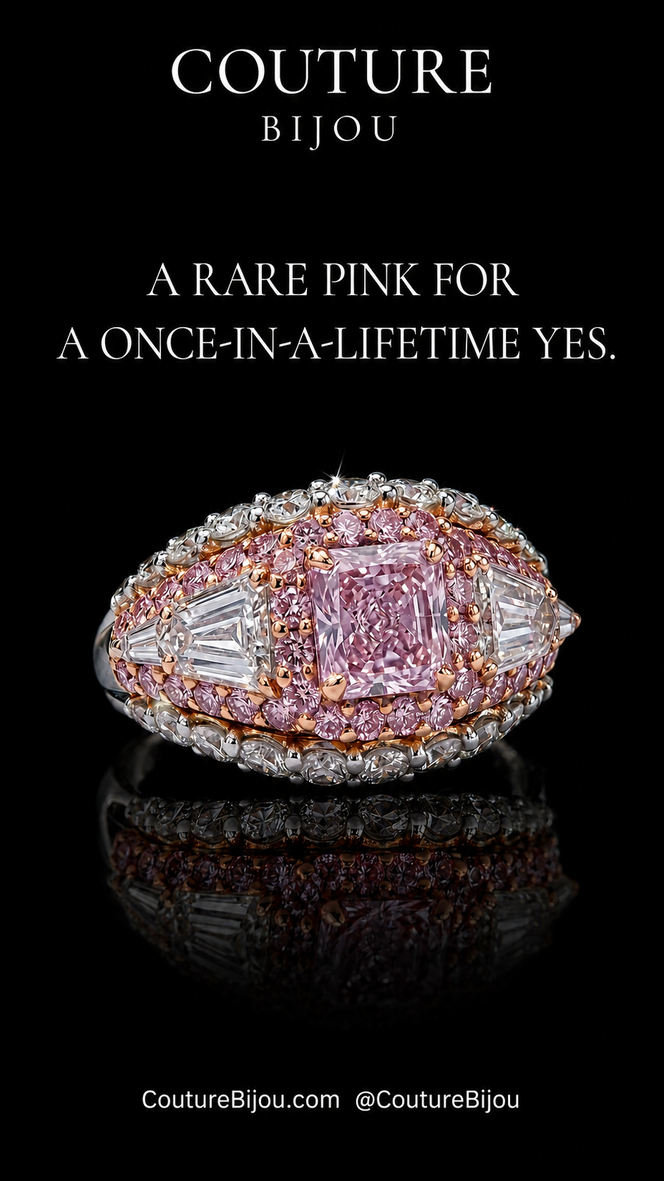 1.01ct Fancy Pink Purple Radiant Cut Natural Diamond Ring GIA | Couture Bijou