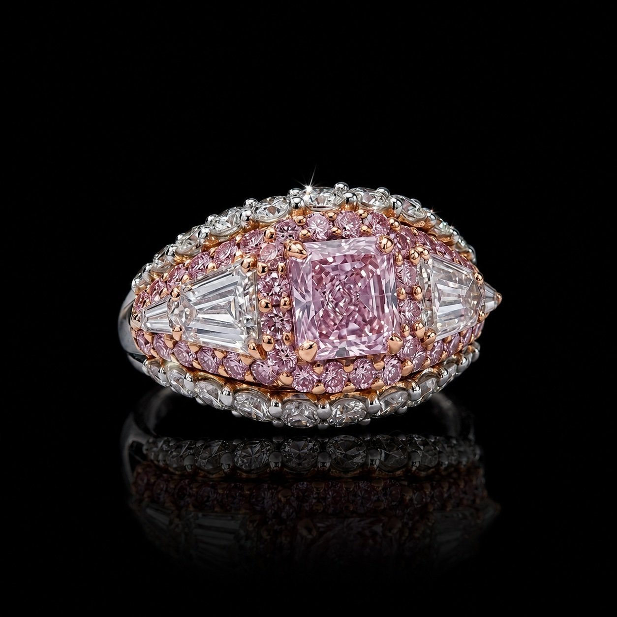 1 Carat Fancy Pink Purple Radiant Cut Natural Diamond Ring GIA | Couture Bijou
