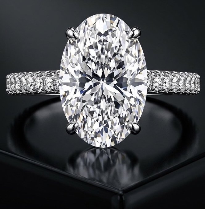 5 Carat K SI1 Oval Natural Diamond Halo Ring GIA | Couture Bijou