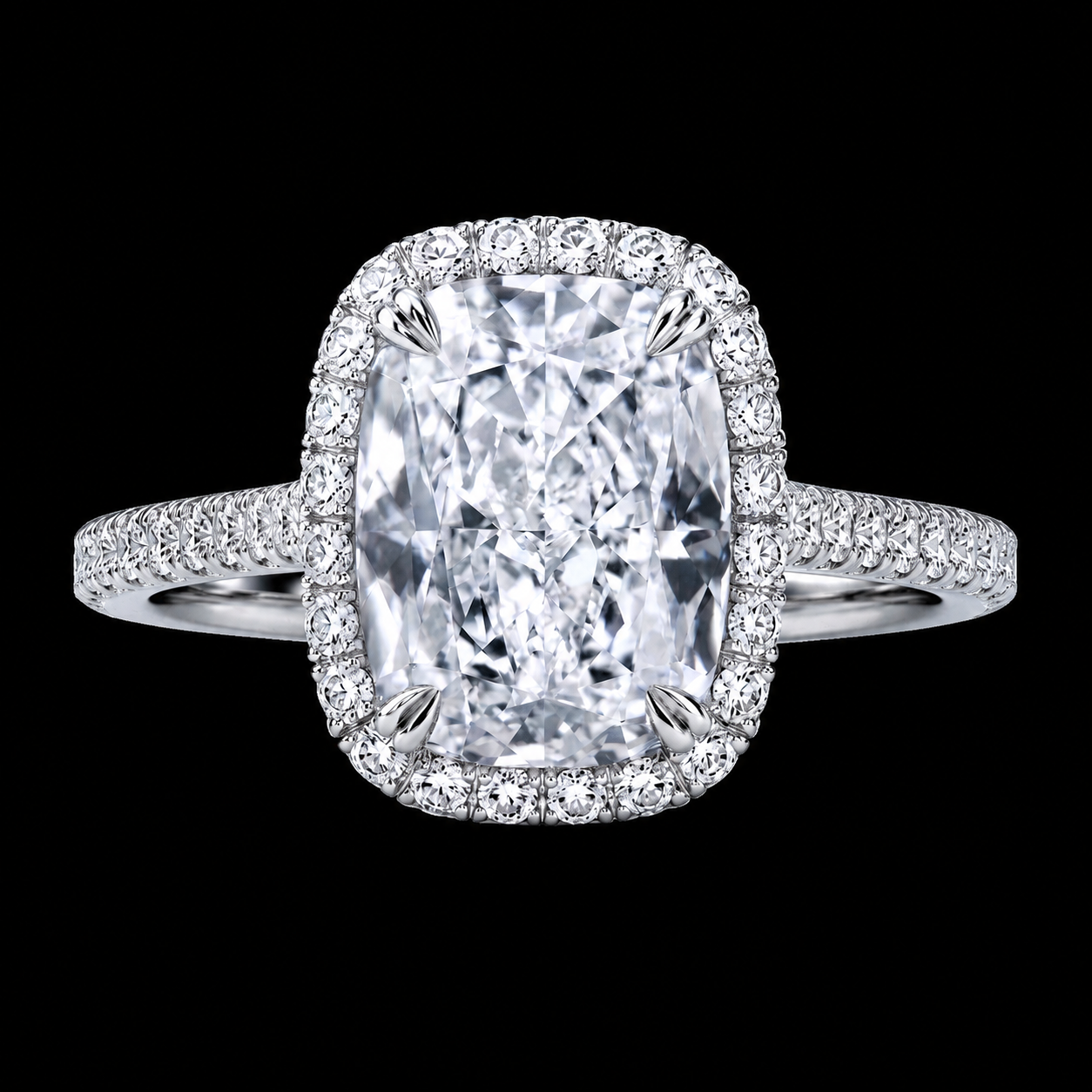 3.03ct ESI1 Cushion Cut Diamond Halo Ring GIA | Couture Bijou