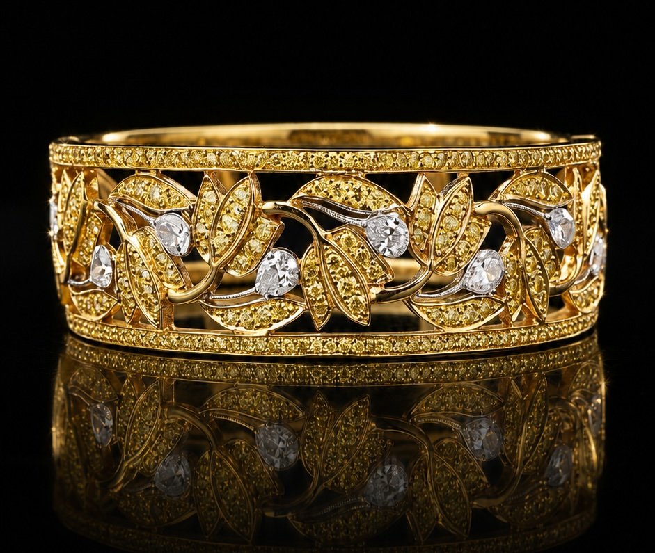 Tulip Bangle Bracelet Fancy Intense Yellow Diamonds | Couture Bijou